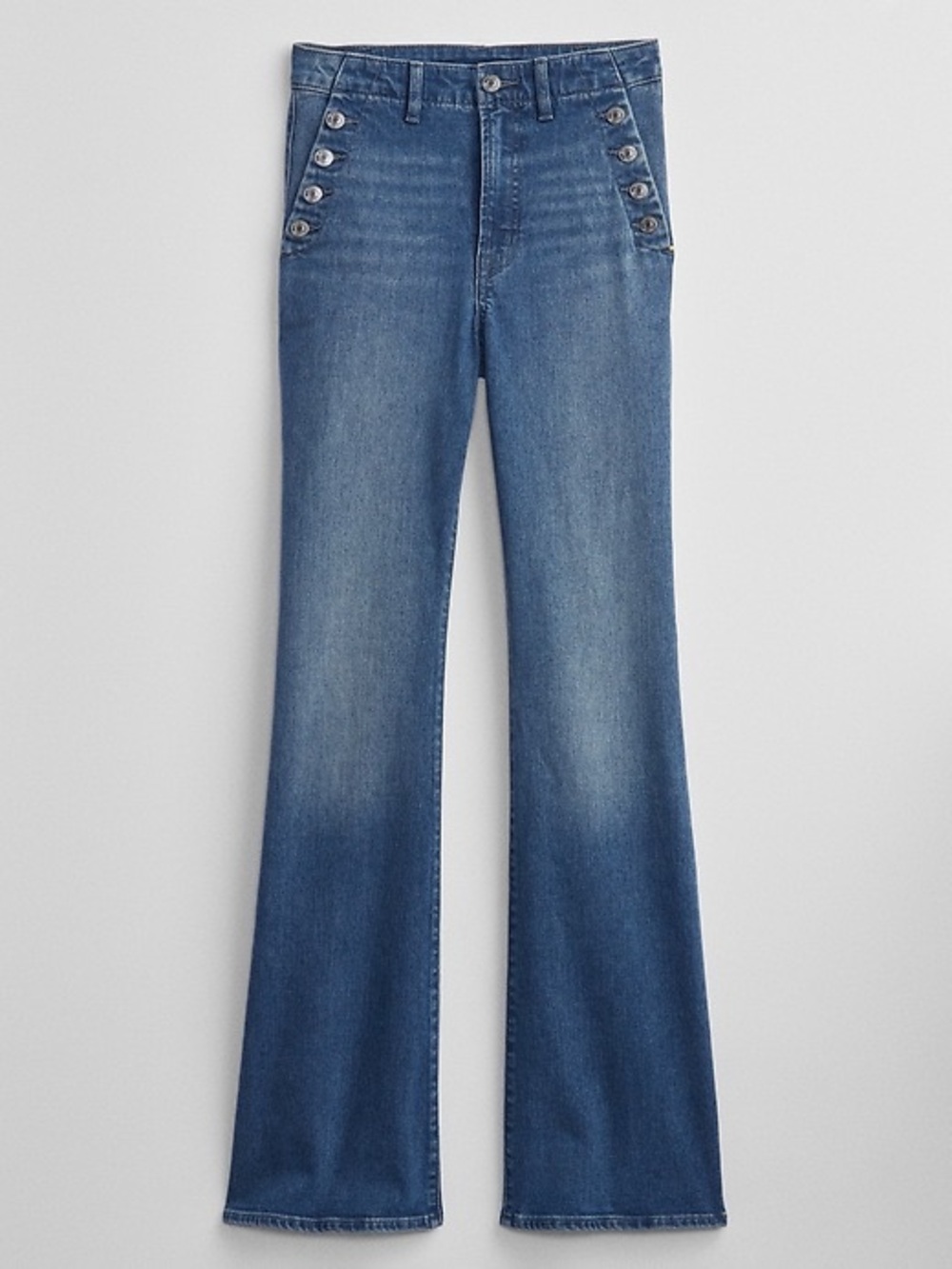 Gap High Rise 70s Flare Sailor Button Jeans Medium Wash Size 6/28
